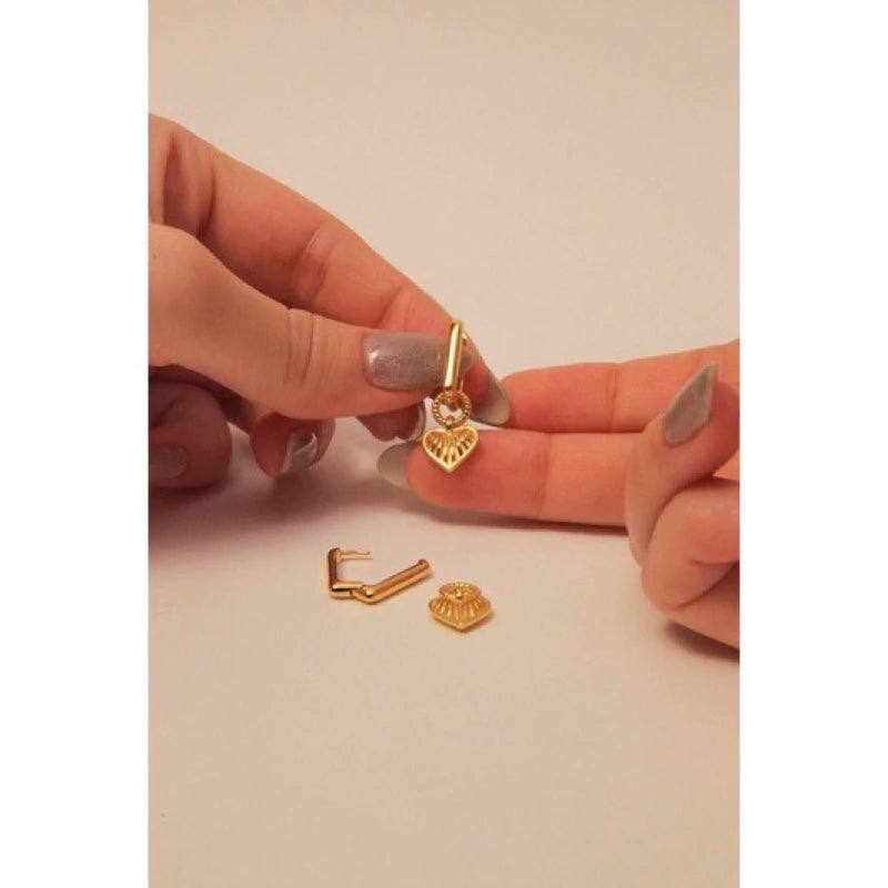 vintage love鈦鋼高保色復古貝殼紋愛心純銀項鍊