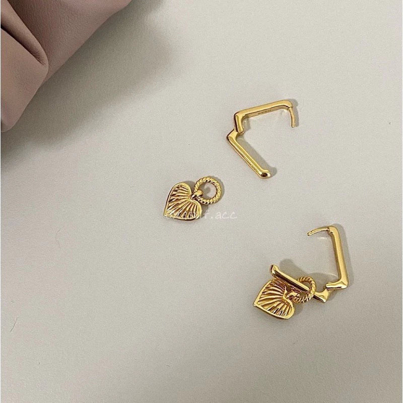 vintage love鈦鋼高保色復古貝殼紋愛心純銀項鍊