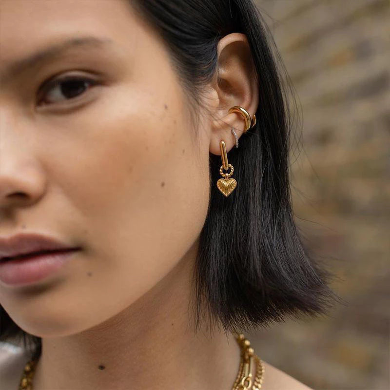 vintage love鈦鋼高保色復古貝殼紋愛心純銀項鍊