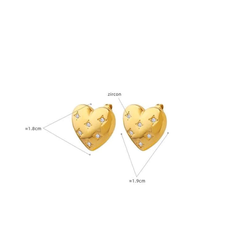 義大利雜誌封面女星同款愛心鋯石鈦鋼耳環