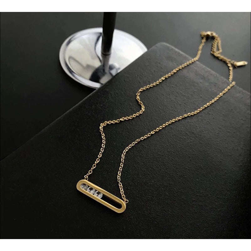 迴圈幸運轉珠 歐美熱銷不鏽鋼鋯石金色轉運 項鍊/手鏈