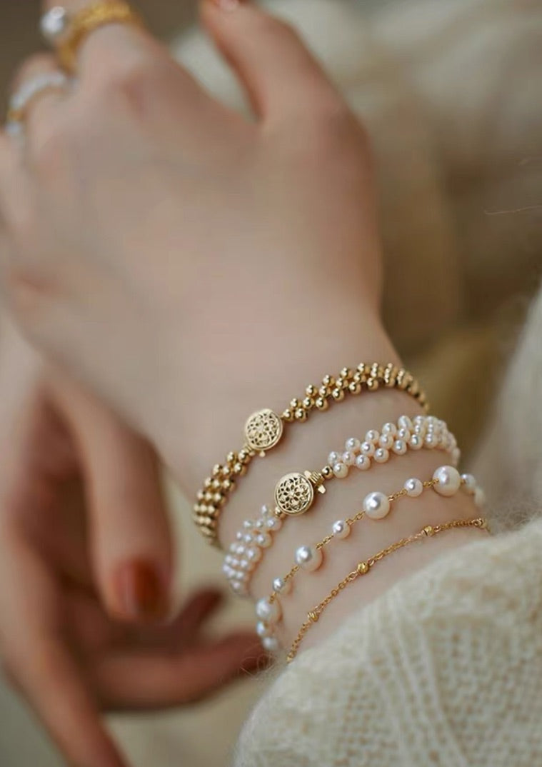 Serie de trenzado de perlas de agua dulce clásicas francesas Princesa María