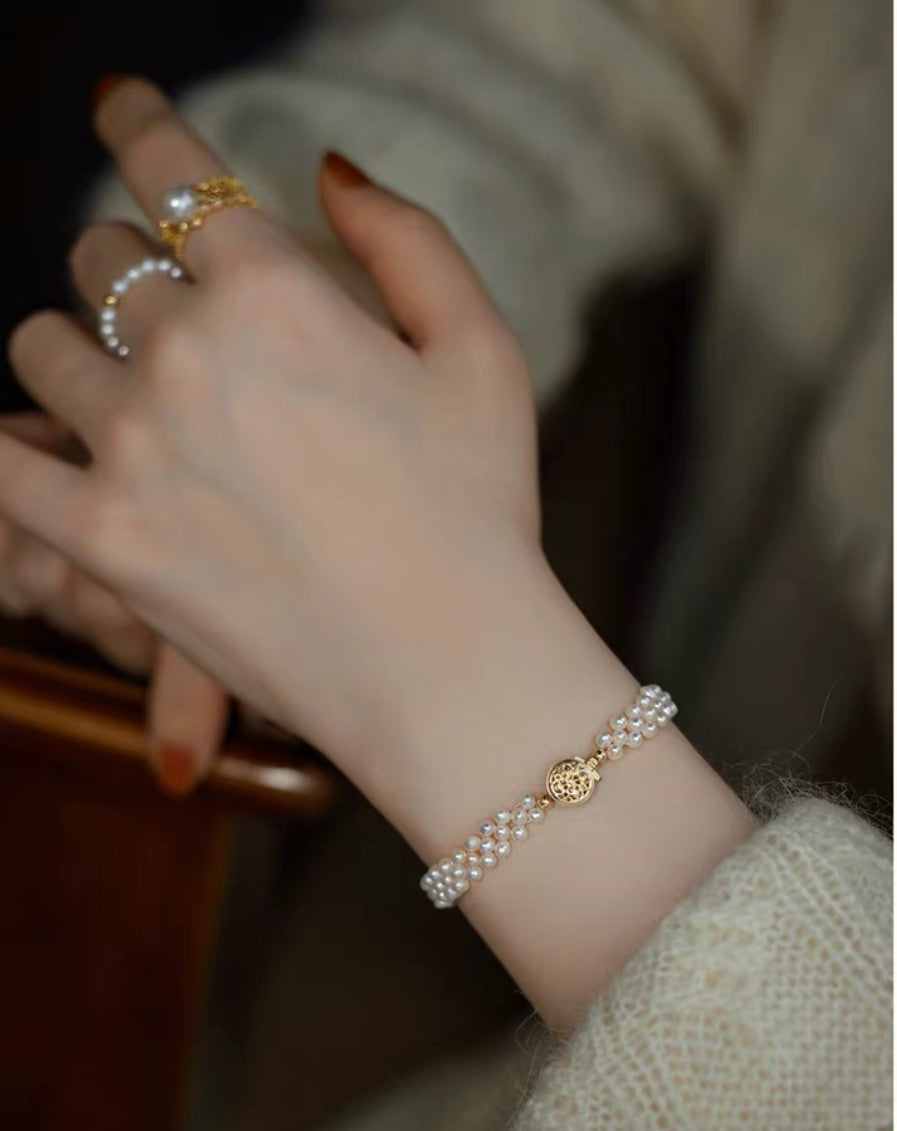 Serie de trenzado de perlas de agua dulce clásicas francesas Princesa María