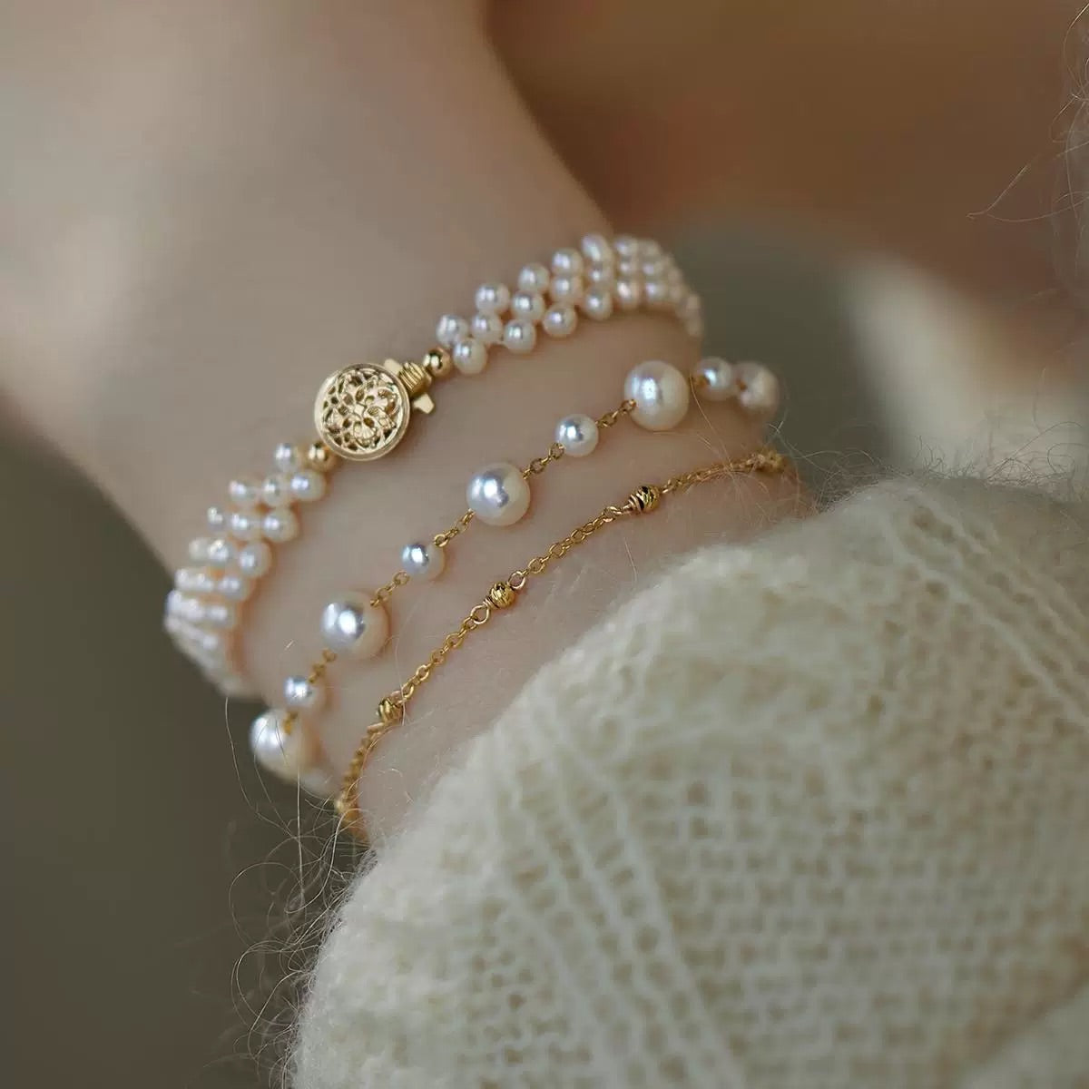 Serie de trenzado de perlas de agua dulce clásicas francesas Princesa María