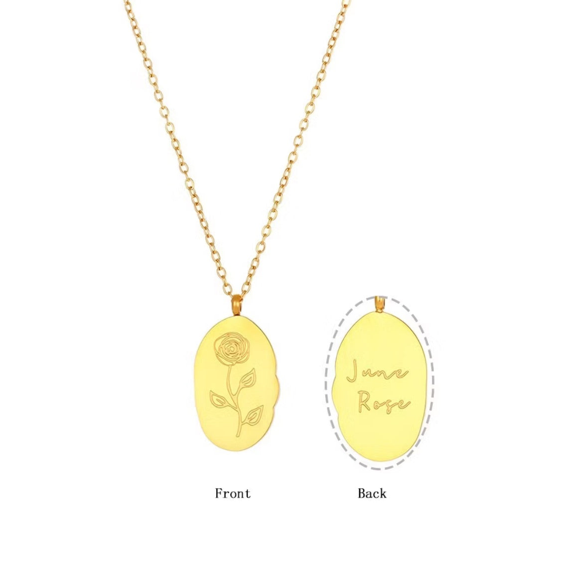 Collar de acero inoxidable resistente al agua con diseño de flor de luna para el 12.º cumpleaños