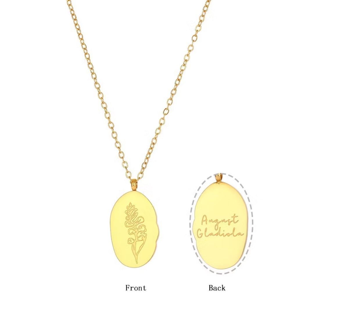 Collar de acero inoxidable resistente al agua con diseño de flor de luna para el 12.º cumpleaños