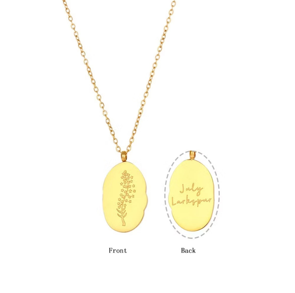 Collar de acero inoxidable resistente al agua con diseño de flor de luna para el 12.º cumpleaños