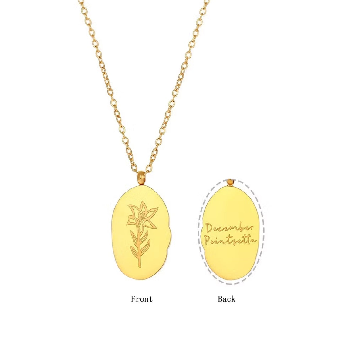 Collar de acero inoxidable resistente al agua con diseño de flor de luna para el 12.º cumpleaños