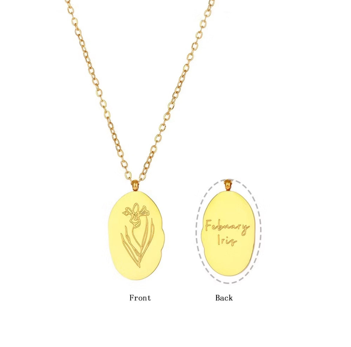 Collar de acero inoxidable resistente al agua con diseño de flor de luna para el 12.º cumpleaños