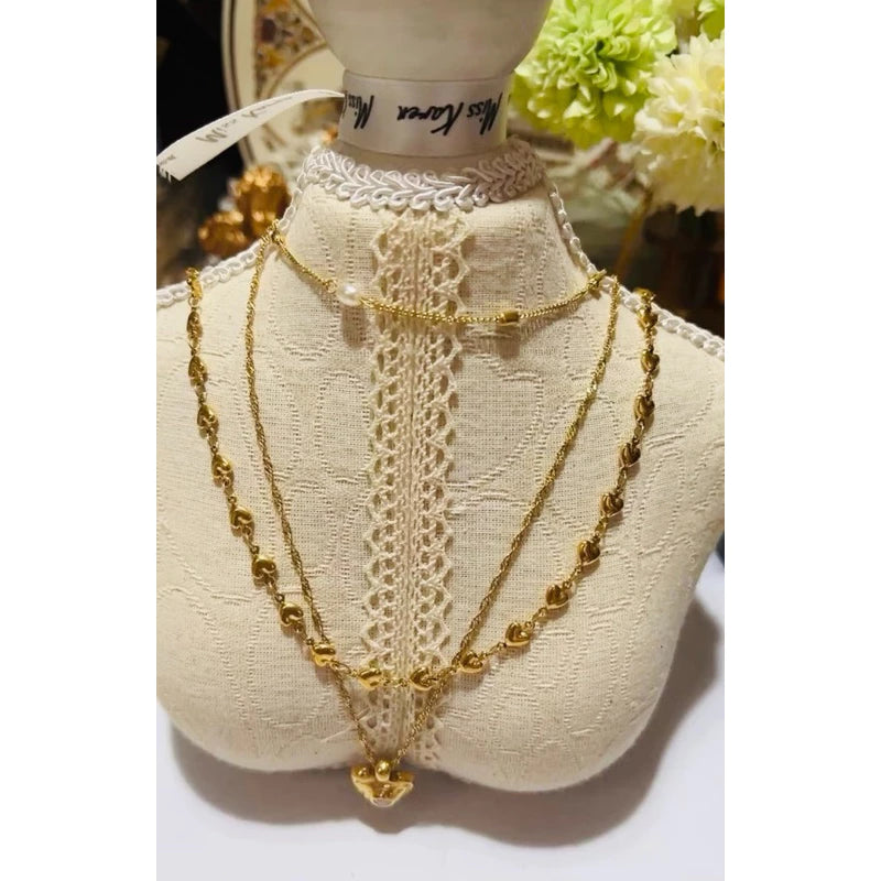 甜心芭比 串串愛黃酮18K愛心項鏈 高保色