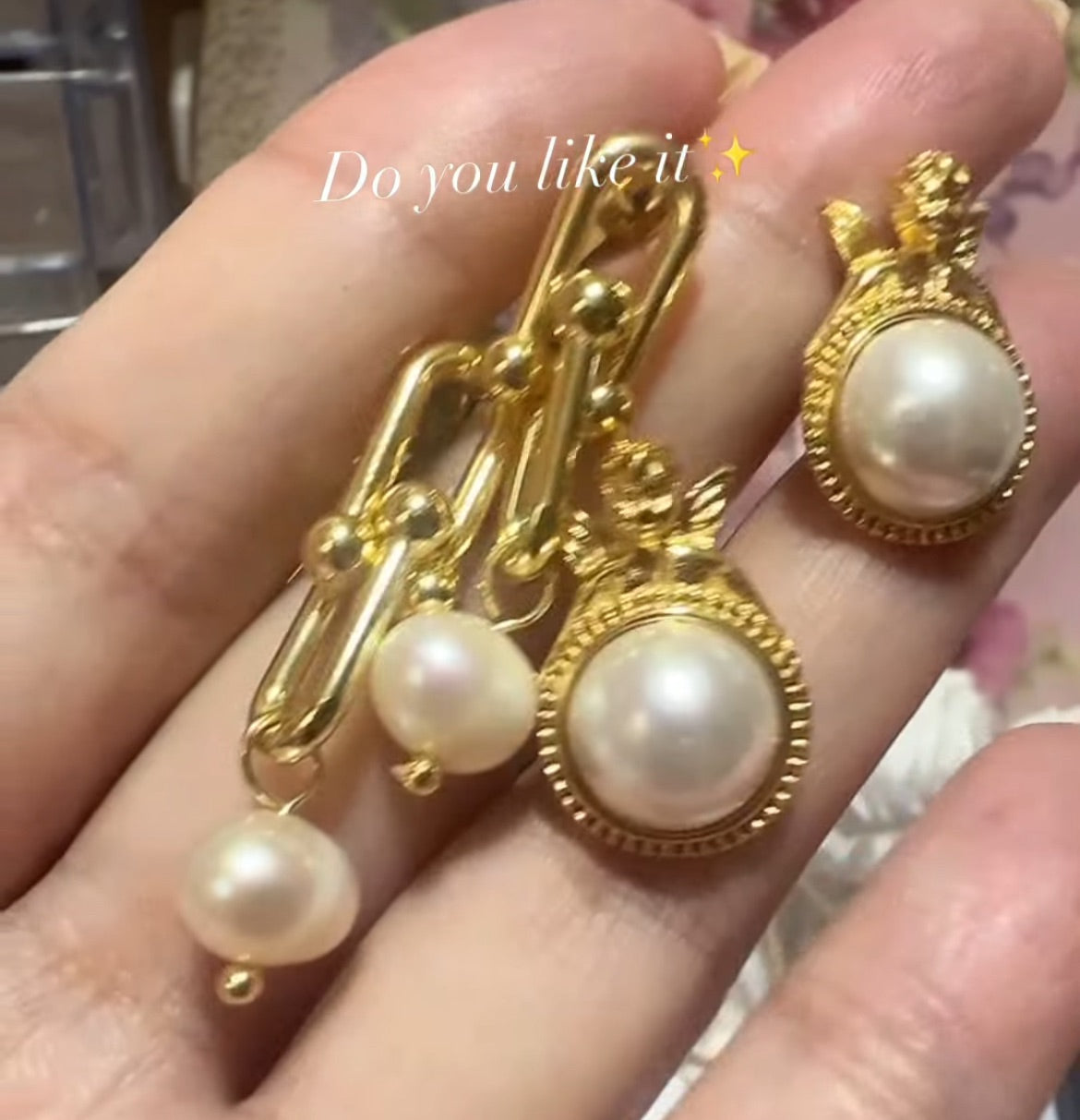 Serie de pendientes de perlas de agua dulce