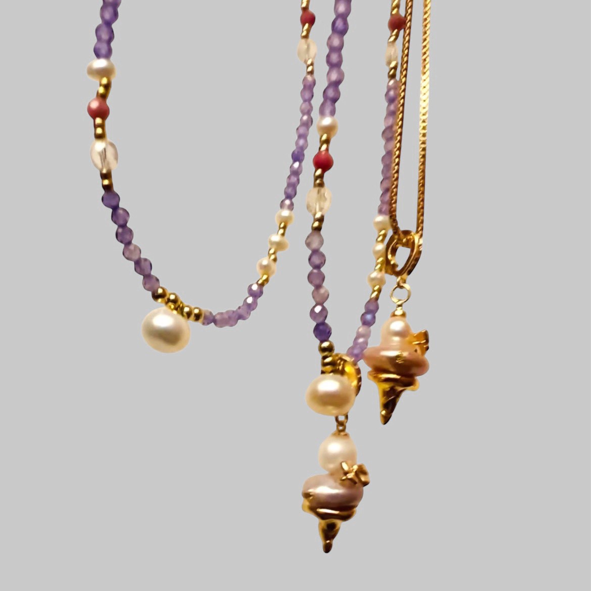 Collar de perlas barrocas con helado La Glace de Paris