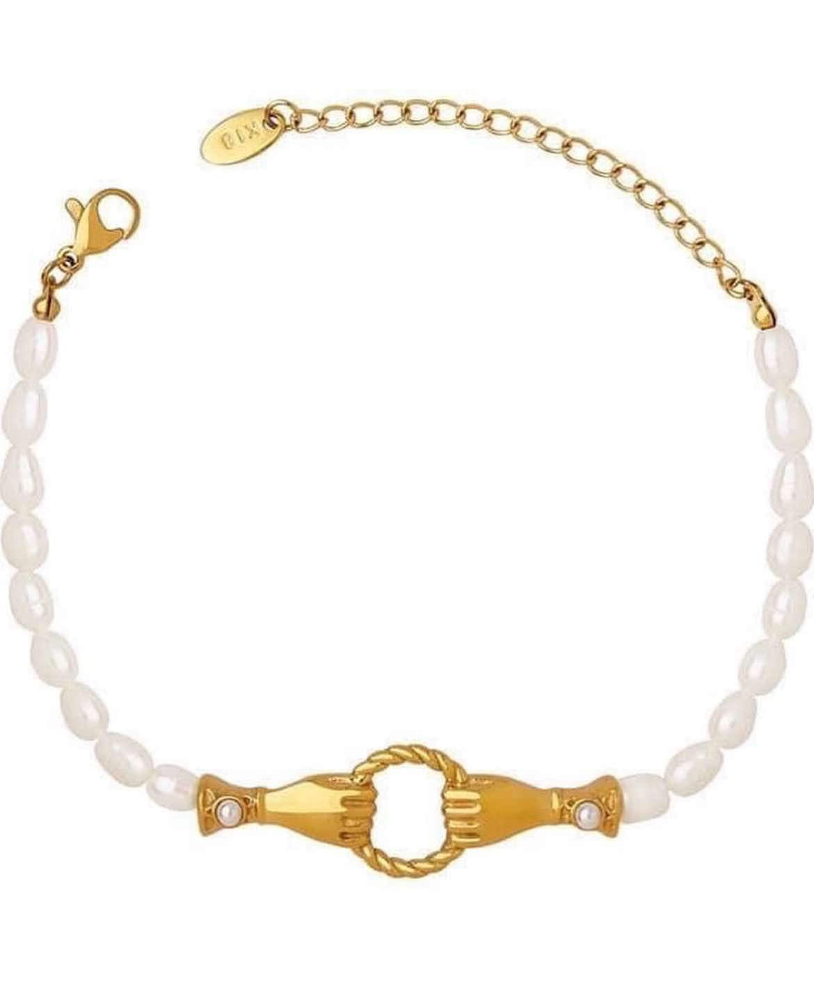 Pulsera francesa retro ligera de lujo con perlas naturales de agua dulce hechas a mano