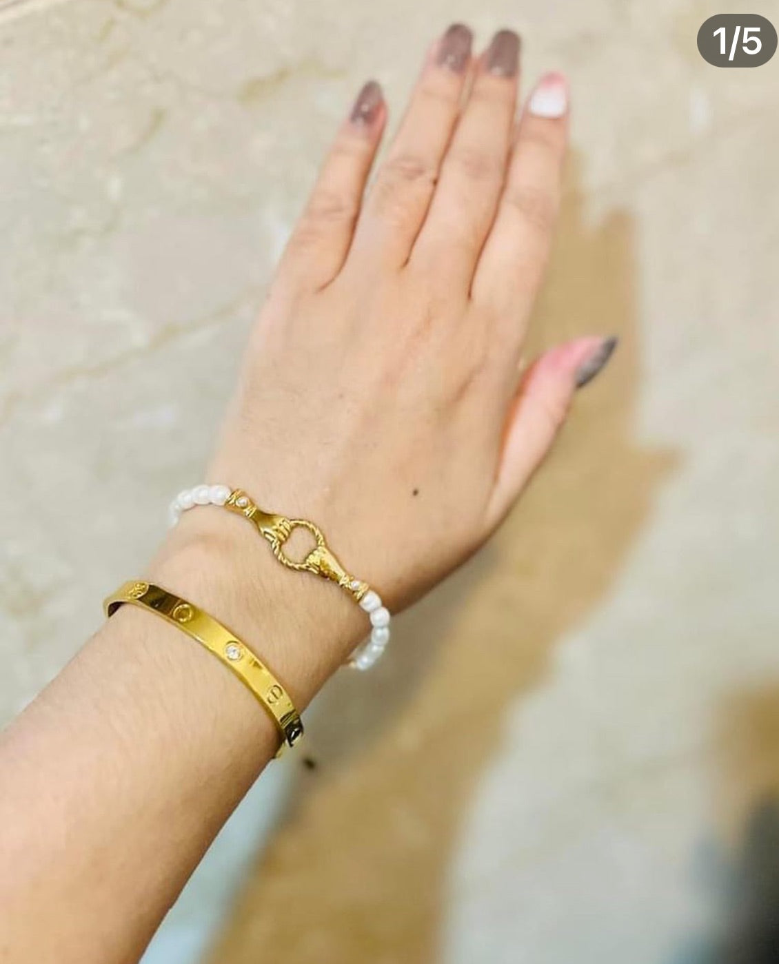 Pulsera francesa retro ligera de lujo con perlas naturales de agua dulce hechas a mano
