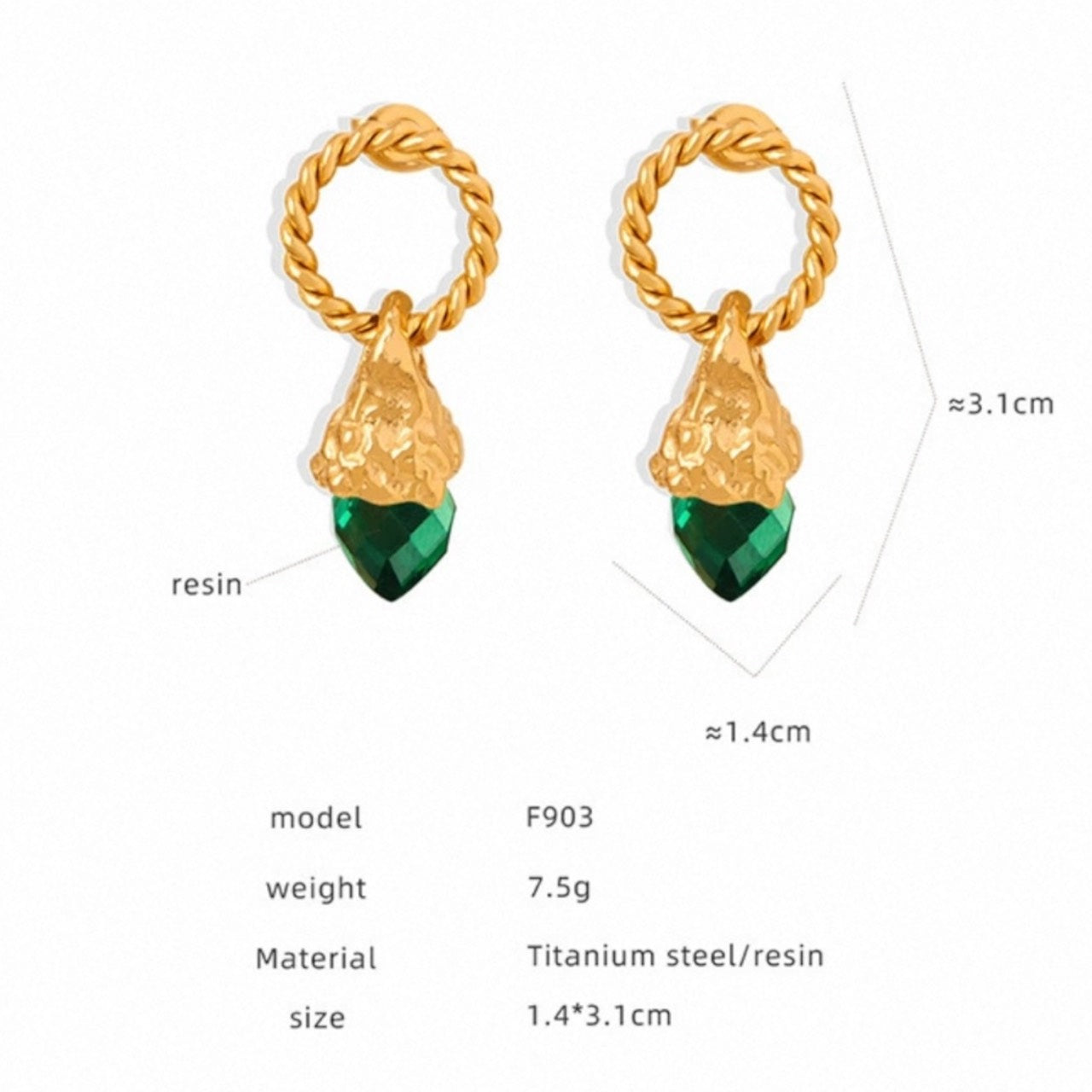 莫內花園 Flora|花園心語 耳環 (綠水晶) Jardin d’Amour Earrings