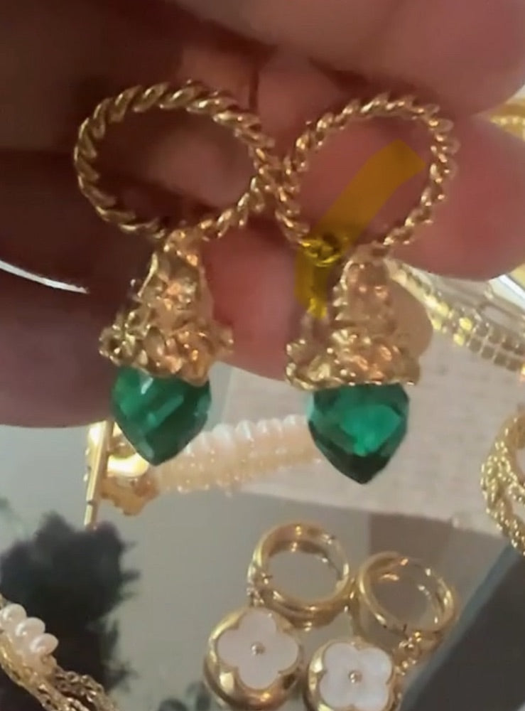 莫內花園 Flora|花園心語 耳環 (綠水晶) Jardin d’Amour Earrings