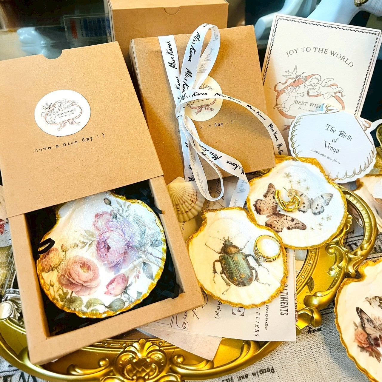 Historia del ángel | Capítulo del hada de las flores | Plato de joyería de concha de Degubat