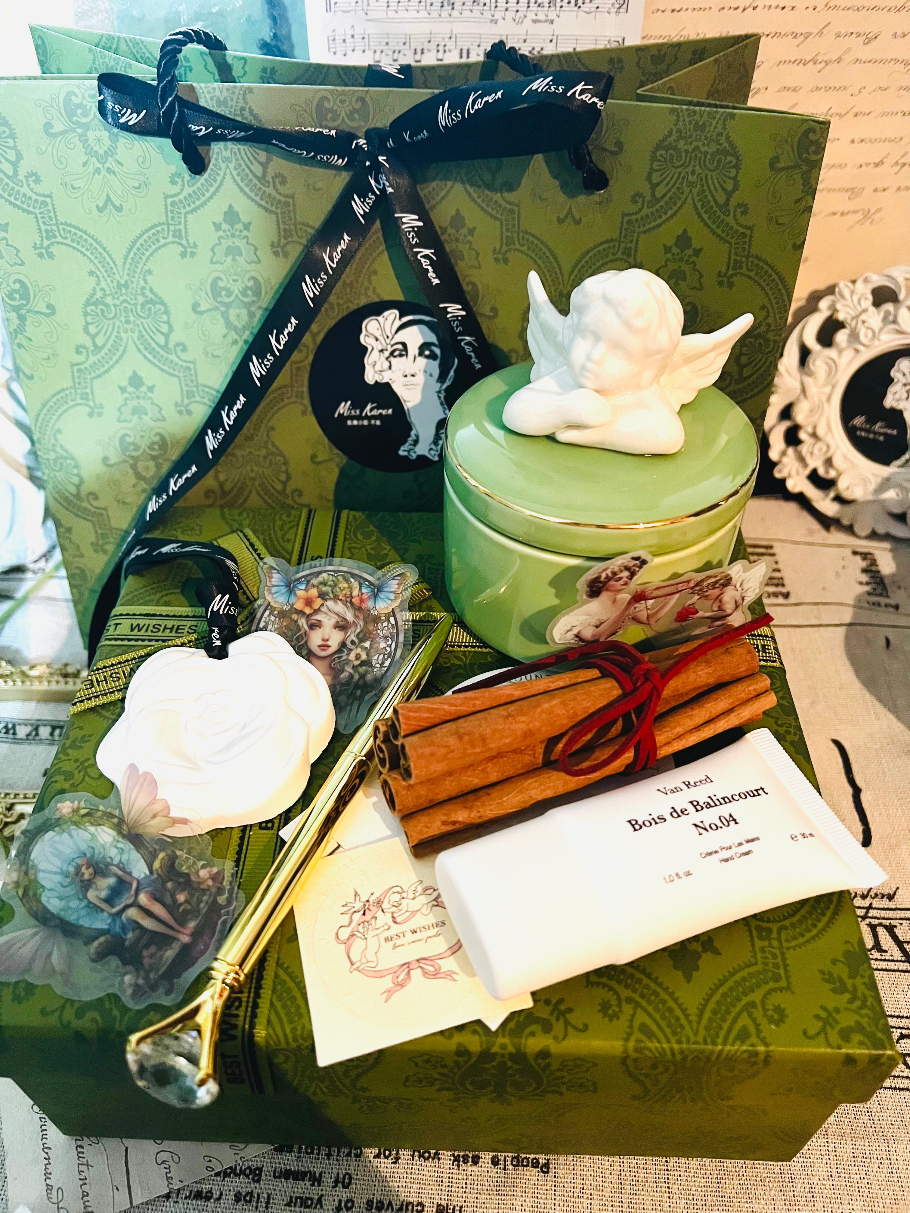 Vela de ángel de Green Lake en caja de regalo con bolsa de regalo