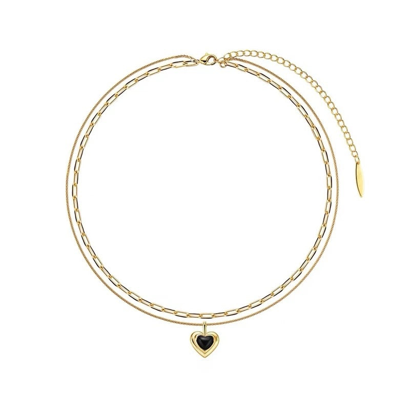 光年系列 Onyx Heart|黑瑪瑙愛心 雙層項鍊