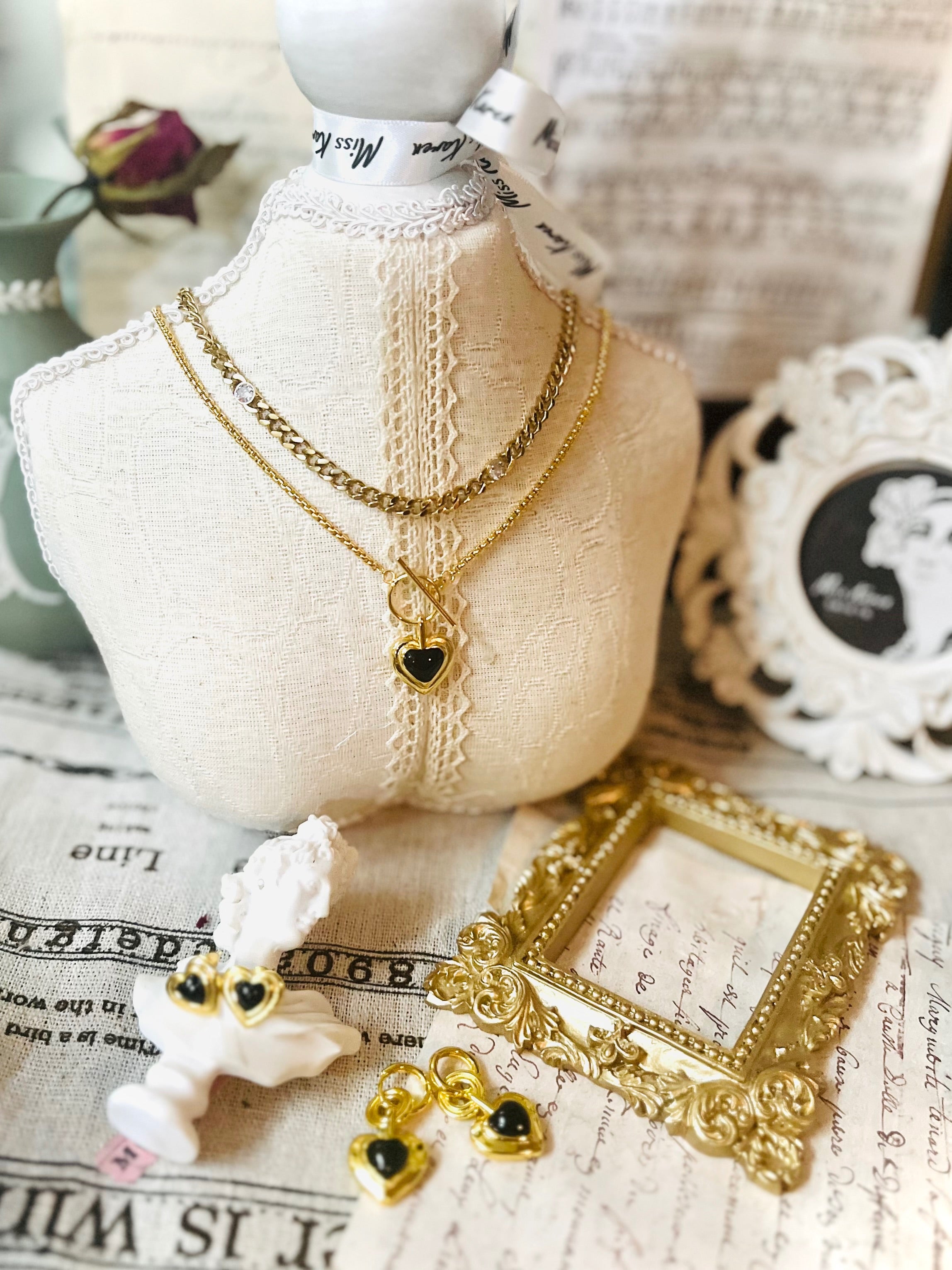 光年系列 Onyx Heart|黑瑪瑙愛心 耳釘