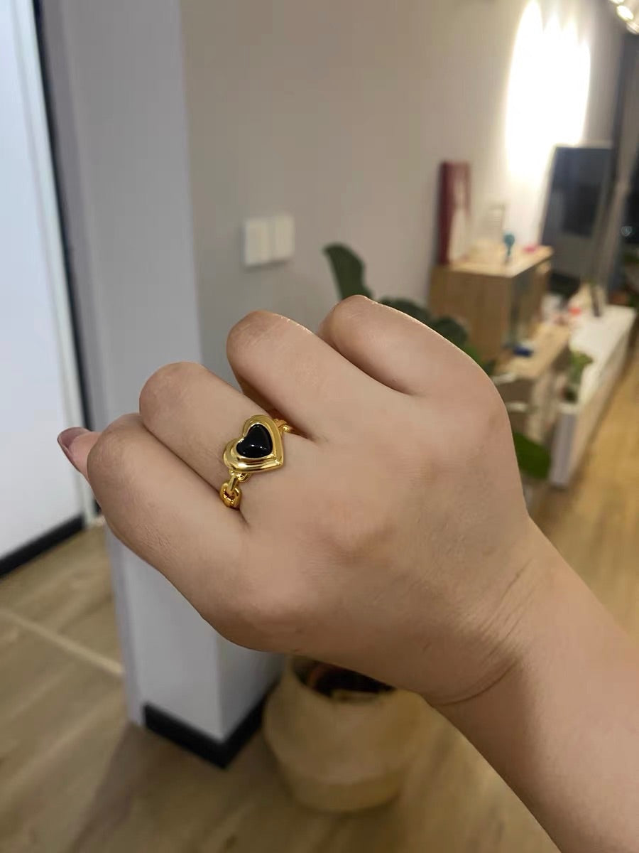 光年系列 Onyx Heart|黑瑪瑙愛心 戒指