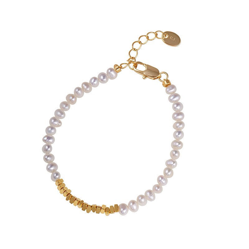珍珠小姐|【祕密王冠.珍珠系列】晨光修女(金石簡約珍珠手鍊)