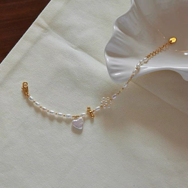 珍珠小姐|【祕密王冠.珍珠系列】瑪麗女爵的祈願(愛心珍珠花十字手鍊)