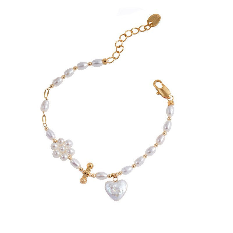 珍珠小姐|【祕密王冠.珍珠系列】瑪麗女爵的祈願(愛心珍珠花十字手鍊)