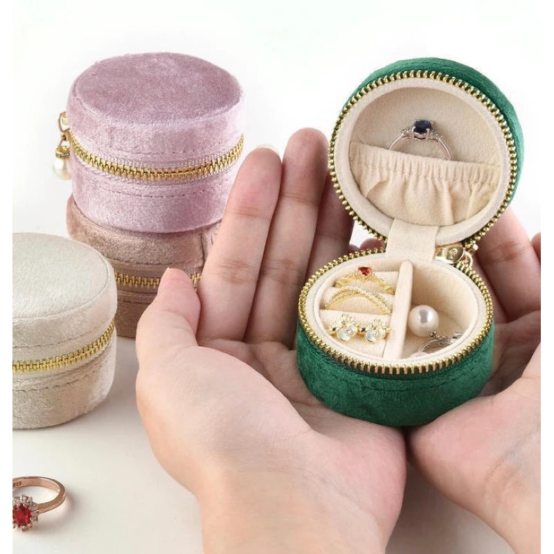 迷你隨身絨布復古首飾盒便攜式高檔精緻防氧化