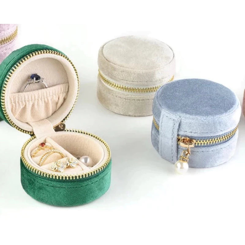 迷你隨身絨布復古首飾盒便攜式高檔精緻防氧化