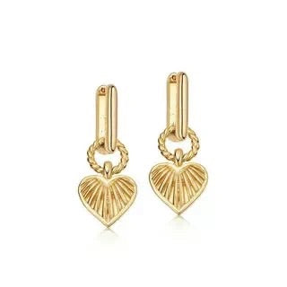 貝殼紋愛心18k 高保色 兩戴式 （可拆式）s925耳環