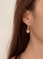 貝殼紋愛心18k 高保色 兩戴式 （可拆式）s925耳環
