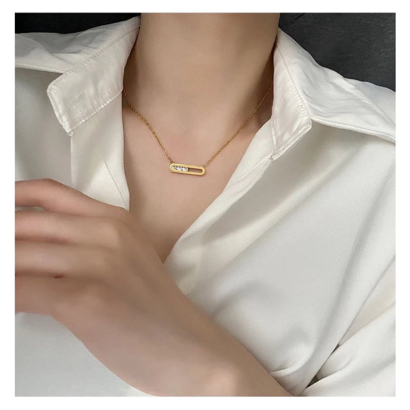 迴圈幸運轉珠 歐美熱銷不鏽鋼鋯石金色轉運 項鍊/手鏈