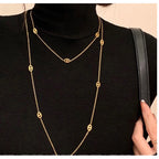 18K金輕奢兩戴豬鼻子項鍊 氣質鈦鋼18k j不掉色頸鍊 長款毛衣鏈