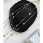 18K金輕奢兩戴豬鼻子項鍊 氣質鈦鋼18k j不掉色頸鍊 長款毛衣鏈