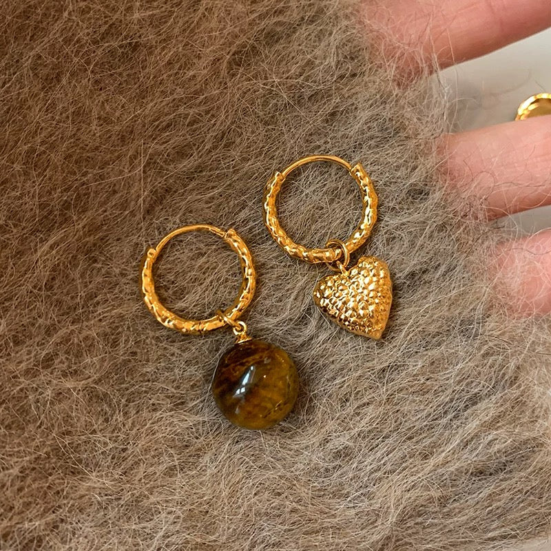 光年系列｜琥光耳環.虎眼石款Amber Glow earrings