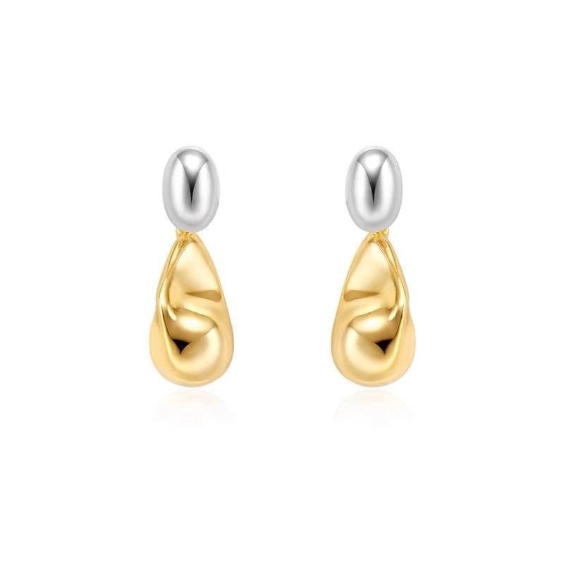 Pendientes de gota de agua de dos colores a juego, estilo francés, de diseño original, para mujer, de alta gama, de lujo, temperamento, versátiles, de plata S925, con aguja.