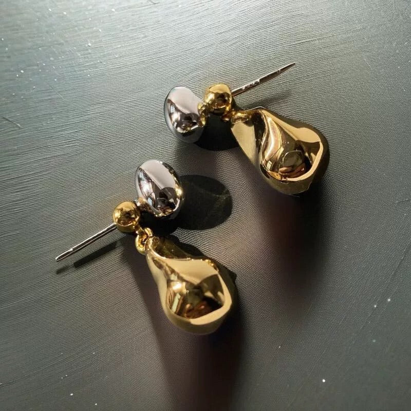 Pendientes de gota de agua de dos colores a juego, estilo francés, de diseño original, para mujer, de alta gama, de lujo, temperamento, versátiles, de plata S925, con aguja.