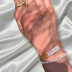 珍珠小姐｜淡水珍珠錶鍊金色迴廊扣式手鍊
Miss Pearl｜Golden Corridor Bracelet