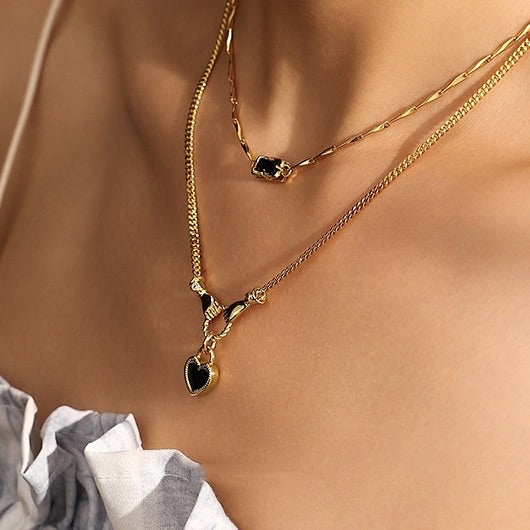 Love Paris｜Miss Paris Black Heart Necklace