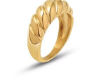 Anillo de cuerno de acero de titanio de 18 quilates estilo retro francés