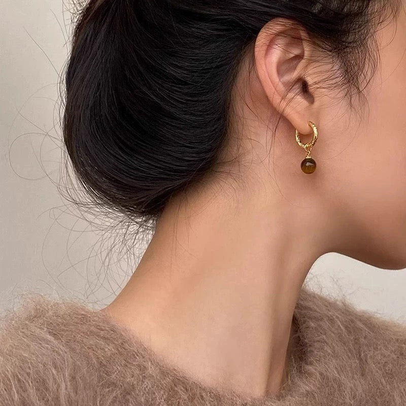 光年系列｜琥光耳環.虎眼石款Amber Glow earrings
