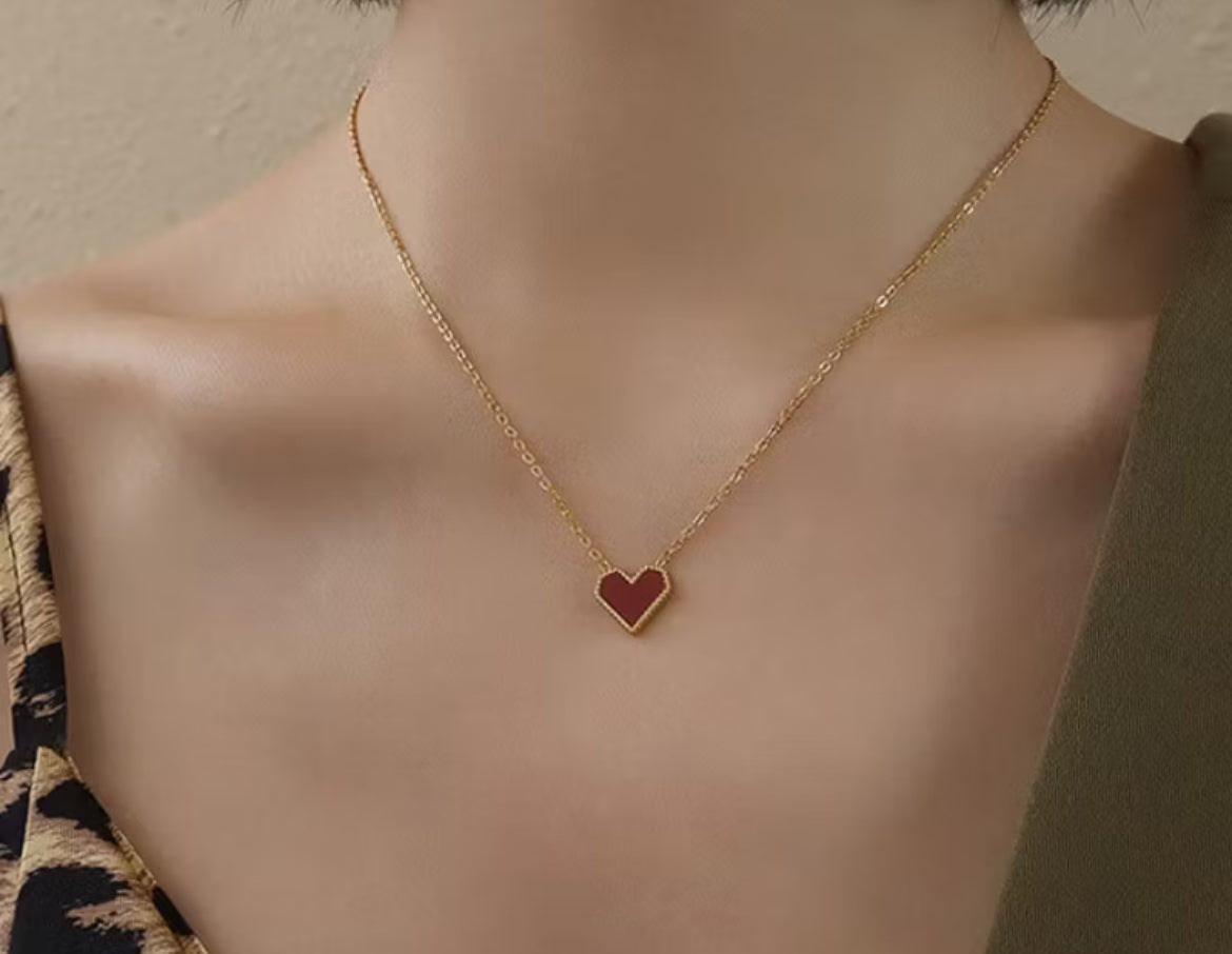 不鏽鋼系列｜紅色愛心疊戴兩件式套組