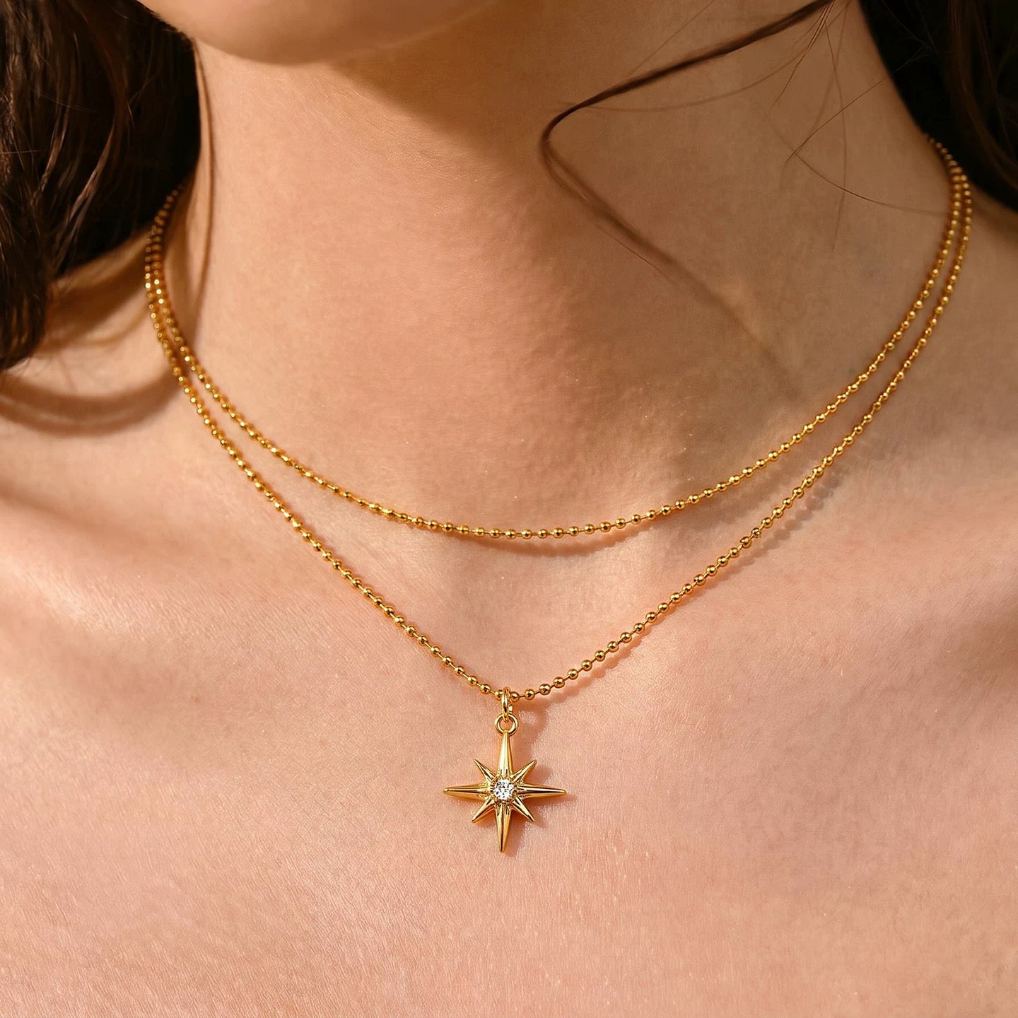 星月神話｜八芒星雙層項鍊
Luna Tarot｜Eight-Point Star Layered Necklace