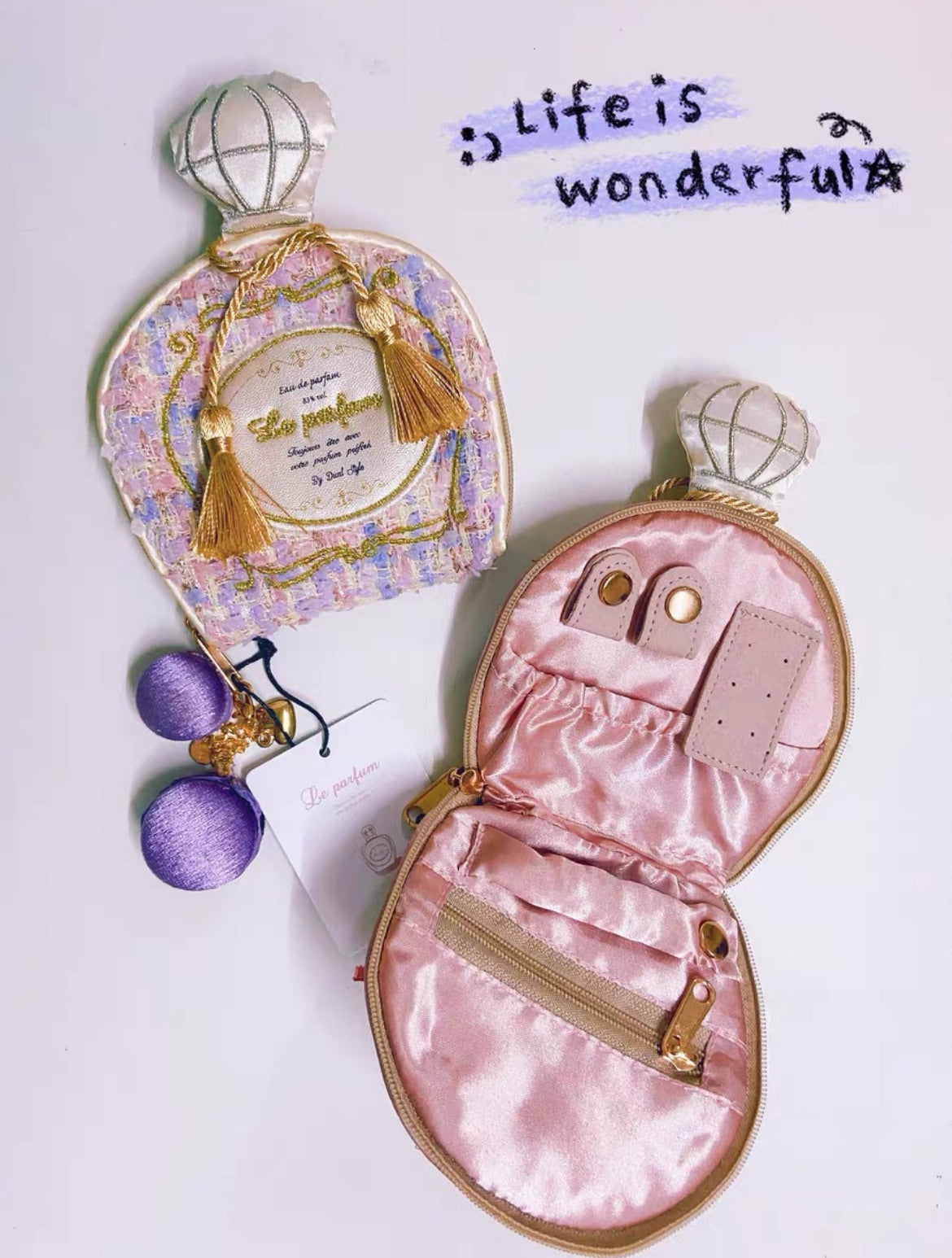 Bolsa de joyería con frasco de perfume francés Poesía de la Luz