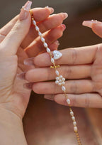 [Secret Crown. Pearl Series] Lady Mary's Prayer (Heart Pearl Flower Cross Bracelet)