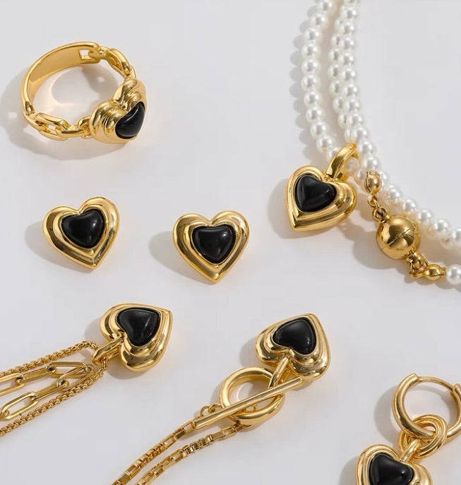 光年系列 Onyx Heart｜黑瑪瑙愛心 OT扣項鍊