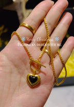 光年系列 Onyx Heart｜黑瑪瑙愛心 OT扣項鍊