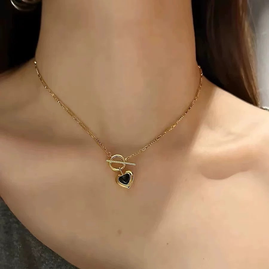 光年系列 Onyx Heart｜黑瑪瑙愛心 OT扣項鍊