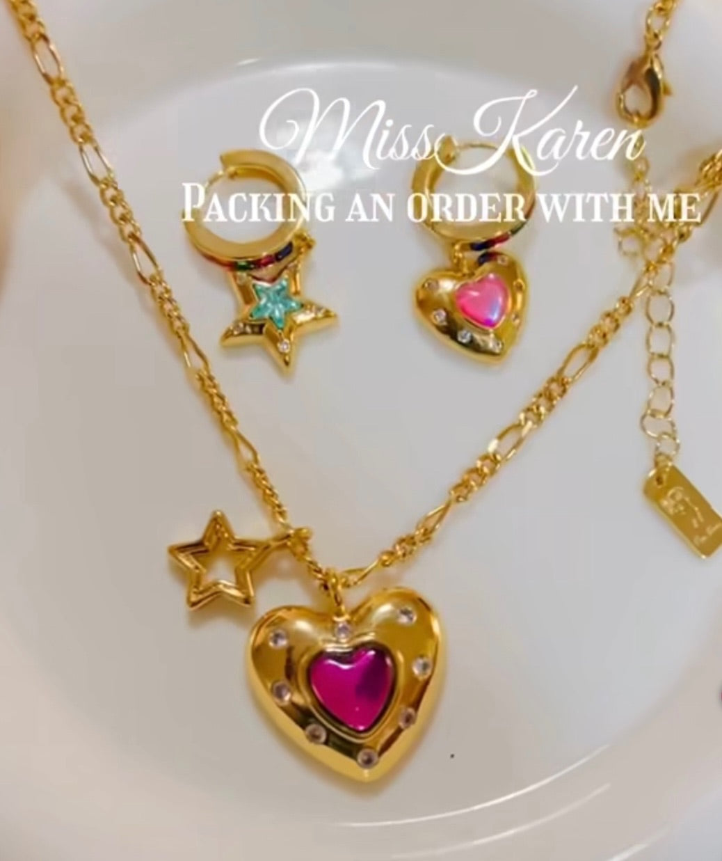 Barbie Corazón | Conjunto de la serie (Collar + Pendientes)